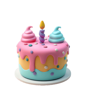 3D render birthday cake icon transparent background png