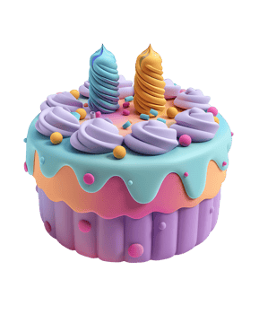 Birthday cake icon 3D rendering transparent png