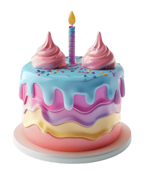 3D birthday cake icon isolated transparent png