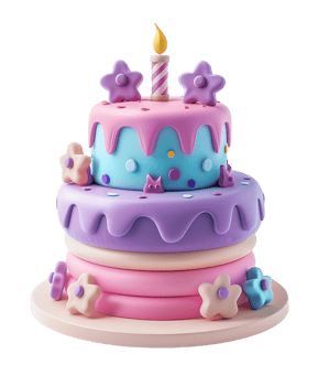 Rendered birthday cake icon 3D transparent png