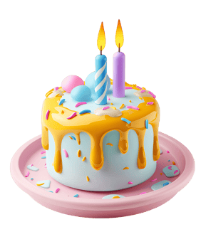 Isolated birthday cake 3D icon clear png