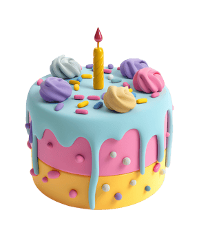 Birthday cake 3D icon isolated on clear png