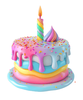 Clear background birthday cake 3D icon png