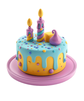3D rendering birthday cake icon transparent background png