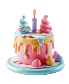 Transparent birthday cake icon 3D isolated png