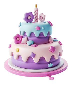 Birthday cake 3D render clear background png