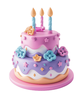 Isolated 3D birthday cake icon transparent png