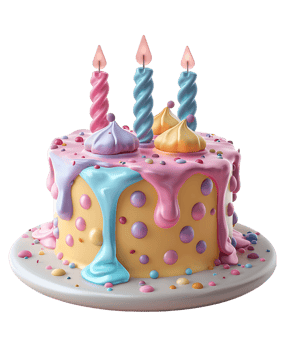 Clear birthday cake icon 3D isolated png