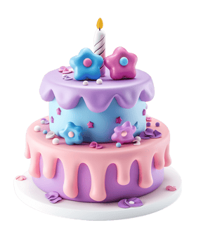 3D birthday cake render transparent background png