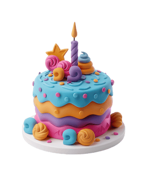 3D render isolated birthday cake clear png