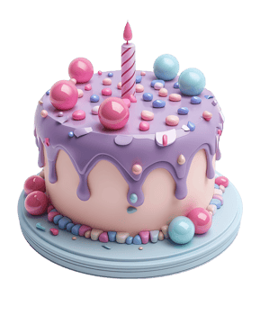 Transparent background 3D birthday cake icon png