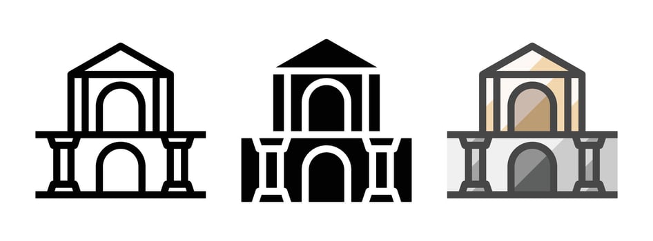 Multipurpose Crypt Icon in Outline, Glyph, Filled Outline Style vector