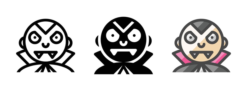 Multipurpose Vampire Icon in Outline, Glyph, Filled Outline Style vector