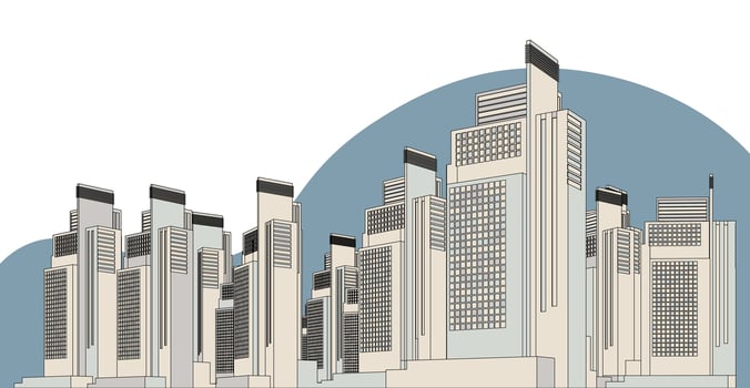 Illustration of Modern High-Rise Residential Architecture in a Metropolis vector
