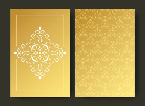 Luxury gold ornament greeting card template vector