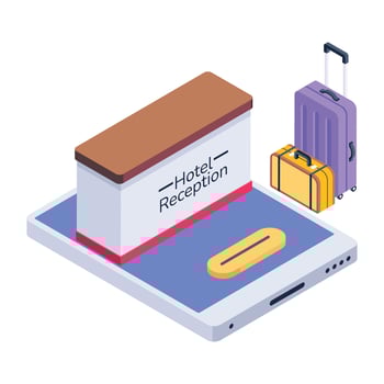 Well-crafted isometric icon of hotel reception vector