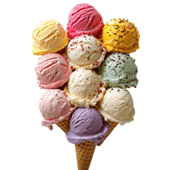 Colorful Ice Cream Scoops In A Waffle Cone png