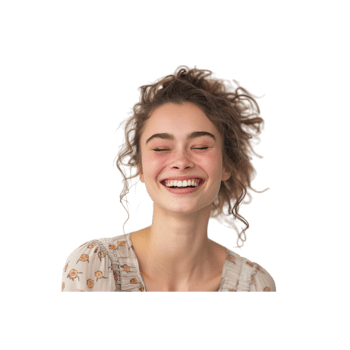 Portrait of a Young Woman With Curly Hair Smiling Joyfully png