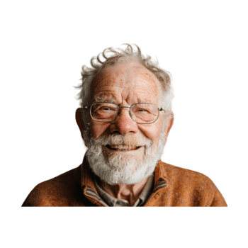 Portrait of a Smiling Elderly Man With Glasses and a Beard png