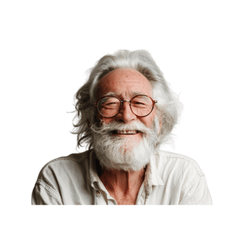 Portrait of a Smiling Elderly Man With White Hair and Beard png