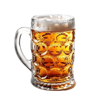 Full Glass of Beer in a Traditional German Mug png