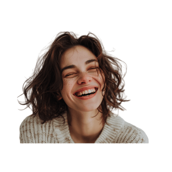 Close Up Portrait of a Young Woman With Short Curly Hair Laughing png