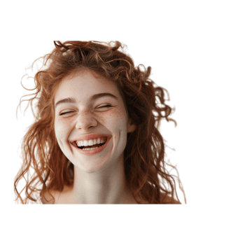 Close Up Portrait of a Young Woman With Red Hair and Freckles Laughing png