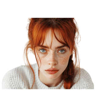 Close Up Portrait of Young Woman With Red Hair and Freckles png