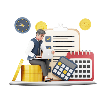 3D Businessman making Budget Planning. Character Illustration for Business and Finance Projects png