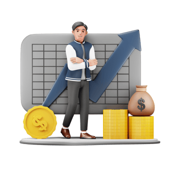 3D Businessman Focused on Financial Growth. Character Illustration for Business and Finance Projects png