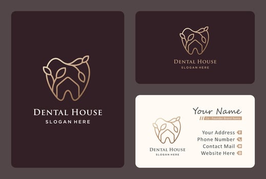 dental house logo design line art style. vector