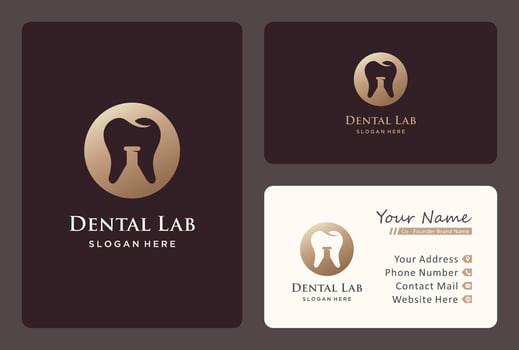 dental lab logo design in a golden color. vector