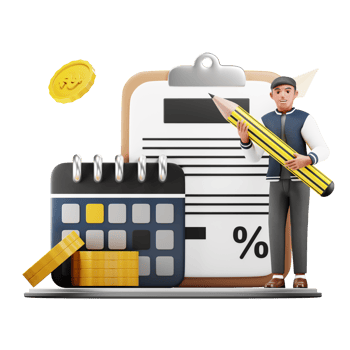 3D Character Illustrating Loan Repayment Date. Modern Cartoon Illustration for Financial and Loan Management png