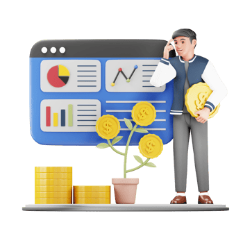 3D Businessman Thinking About Investment. Modern Cartoon Character Illustration for Business and Finance Digital Projects png