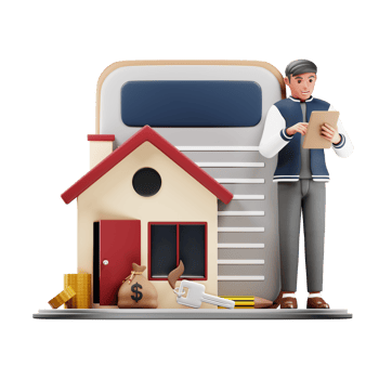 3D Businessman Character Signing Mortgage Contract for Business and Real Estate Design png