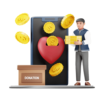 3D Man Making an Online Donation. Cartoon Character Illustration for Charity Design and Social Impact png