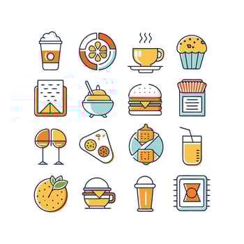Food and Drink Icon Set Collection for Documents, Websites and Mobile Applications vector