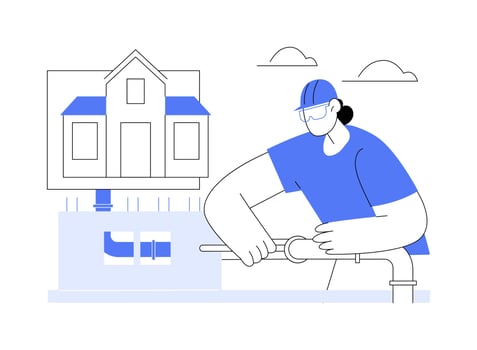 Laying pipes abstract concept illustration. vector