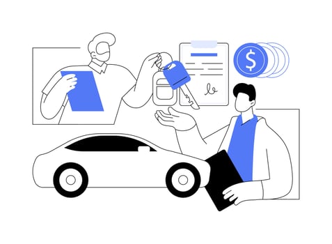 Buying car abstract concept illustration. vector