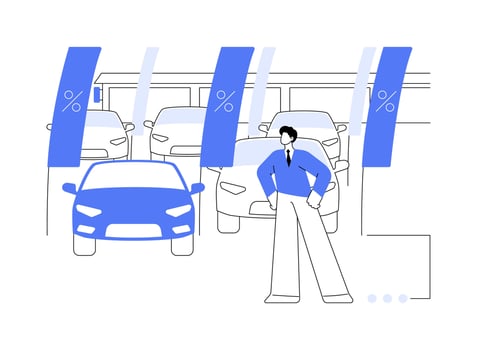Used car dealership abstract concept illustration. vector