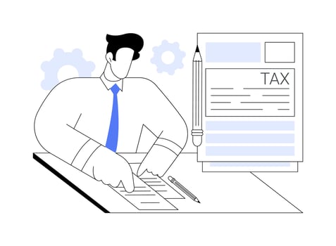 Filing tax form abstract concept illustration. vector