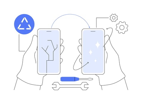 Refurbish electronics abstract concept illustration. vector