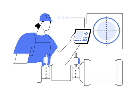 Alignment and measurement lasers abstract concept illustration. vector