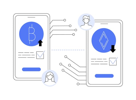 Cryptocurrency transaction abstract concept illustration. vector