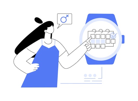 Smartwatch female health tracking abstract concept illustration. vector