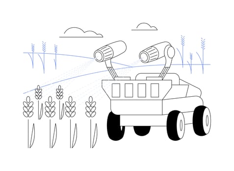 Spraying robot abstract concept illustration. vector