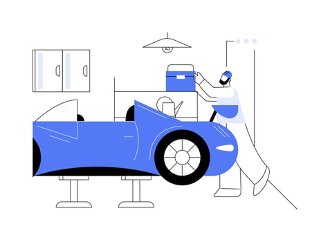 Car tuning garage abstract concept illustration. vector