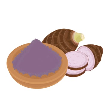Illustration logo clip art taro powder and taro root vector