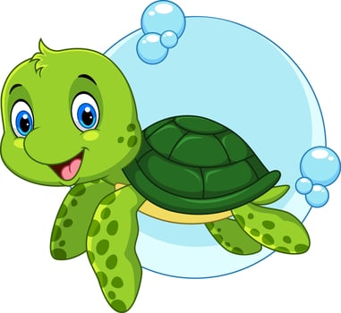 Cute sea turtle cartoon on white background vector