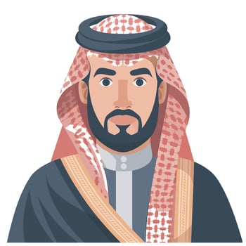 audi Arabia Business Man in Traditional Dress Flat Illustration Isolated on White Background vector